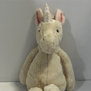 JELLYCAT Bashful Unicorn 12” Medium Cream White Pink Plus